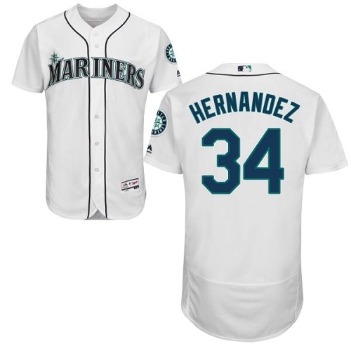Mariners #34 Felix Hernandez White Flexbase Authentic Collection Stitched MLB Jersey